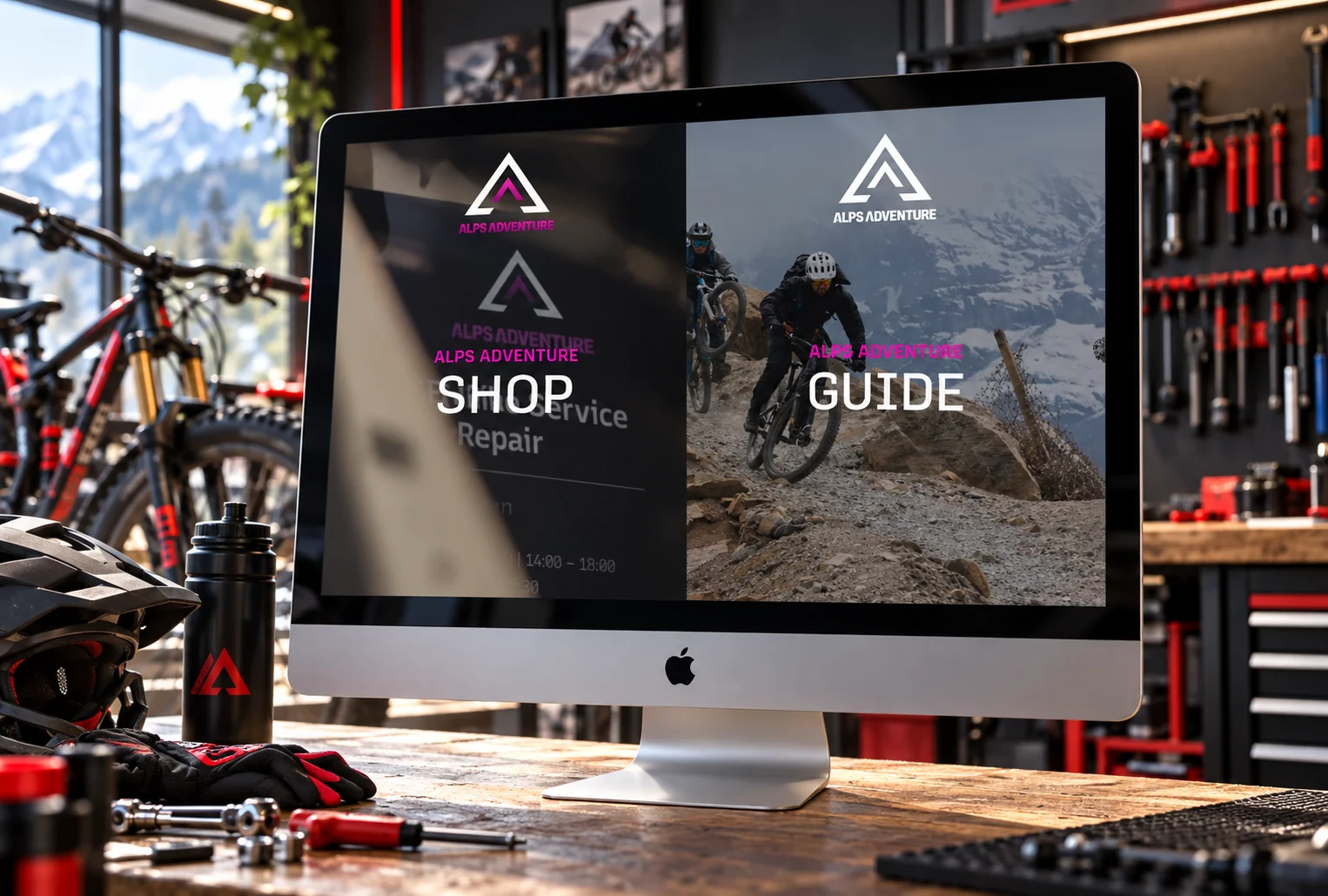Website von Alpsadventure im Geräte-Mockup
