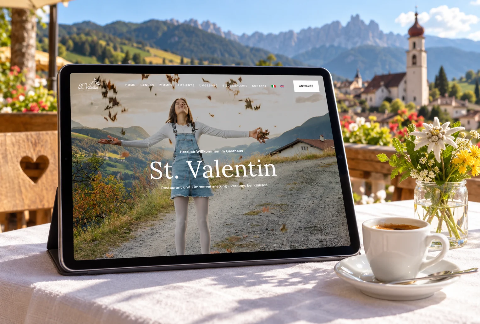 Website von Gasthaus St. Valentin im Geräte-Mockup