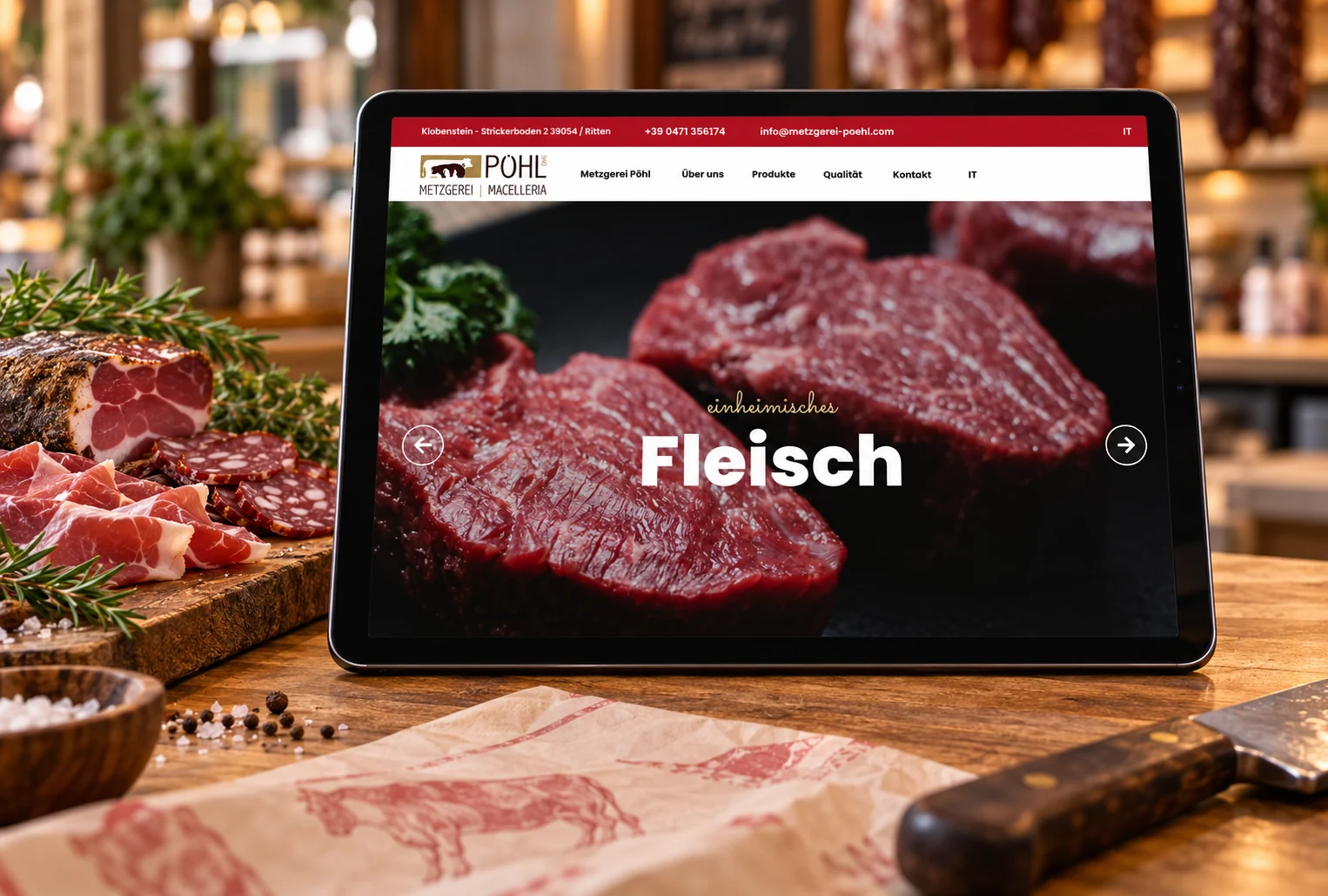 Website von Metzgerei Pöhl im Geräte-Mockup