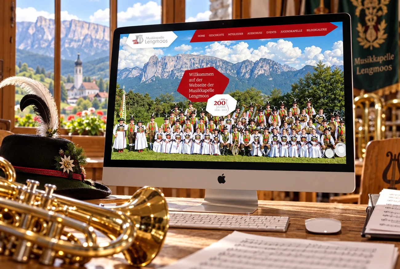 Website von Musikkapelle Lengmoos im Geräte-Mockup