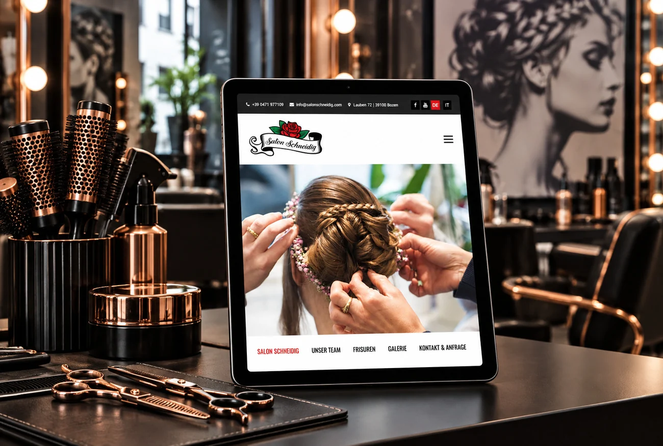 Website von Salon Schneidig im Geräte-Mockup